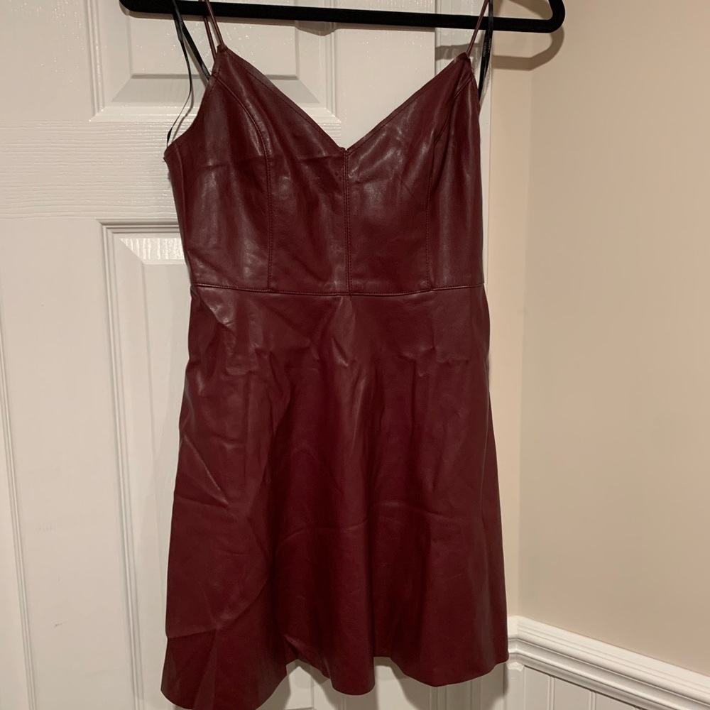 Maroon Leather Dress (Faux Leather) Forever 21
